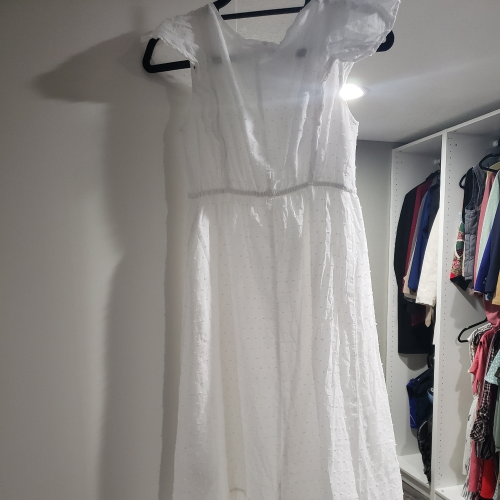 Maternity ruffled short sleeve dress